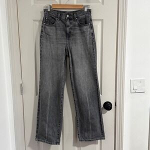 Uniqlo Wide Leg Jeans Womens 24 High Rise Grey Denim Baggy Streetwear Y2K Grunge